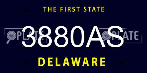 3880AS Delaware License Plate