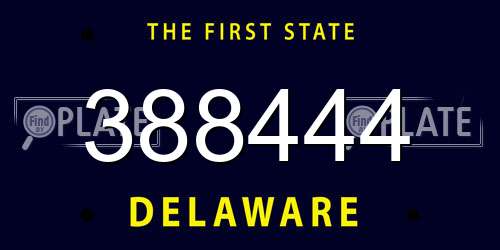 388444 Delaware License Plate