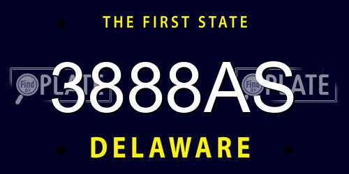 3888AS Delaware License Plate