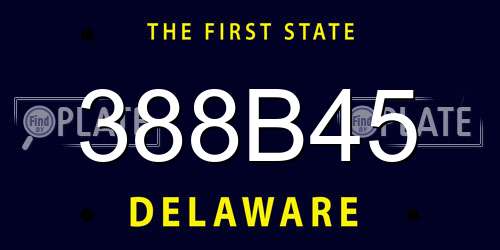 388B45 Delaware License Plate