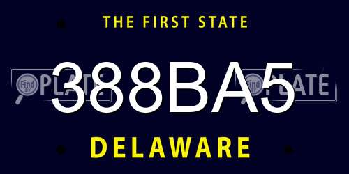 388BA5 Delaware License Plate
