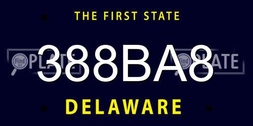 388BA8 Delaware License Plate