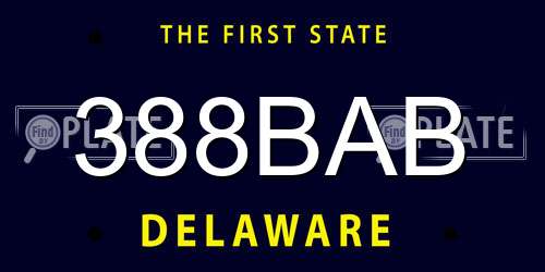 388BAB Delaware License Plate