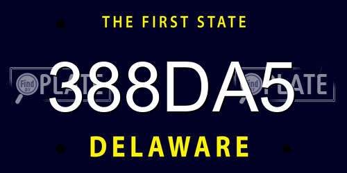 388DA5 Delaware License Plate