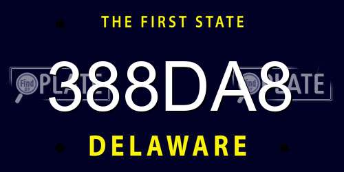 388DA8 Delaware License Plate