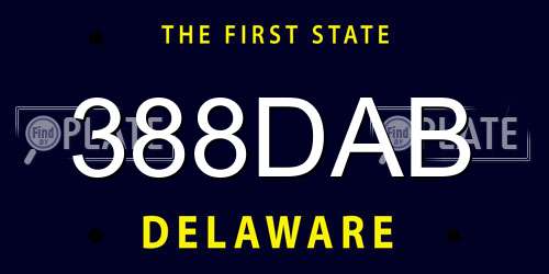 388DAB Delaware License Plate