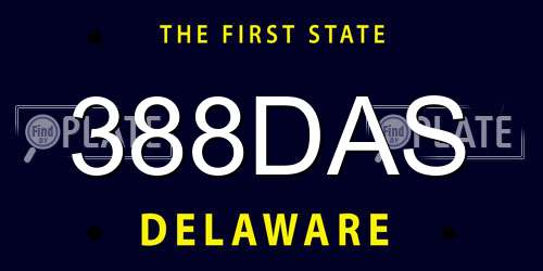 388DAS Delaware License Plate