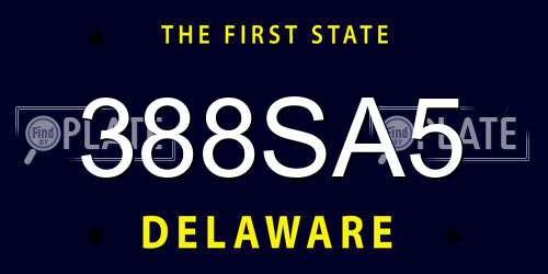 388SA5 Delaware License Plate