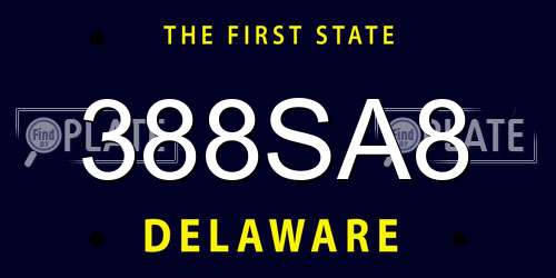 388SA8 Delaware License Plate