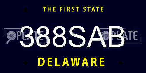 388SAB Delaware License Plate