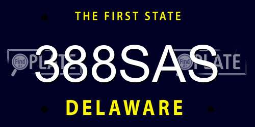 388SAS Delaware License Plate