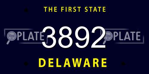 3892 Delaware License Plate