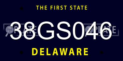 38GS046 Delaware License Plate
