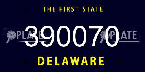 390070 Delaware License Plate