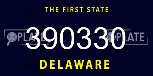 390330 Delaware License Plate