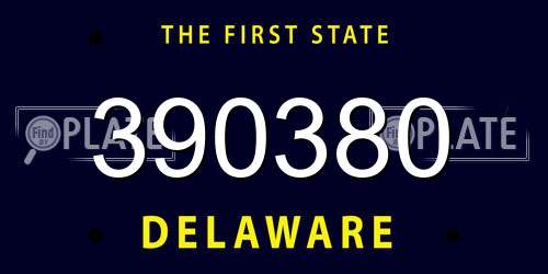 390380 Delaware License Plate