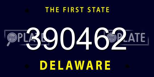 390462 Delaware License Plate