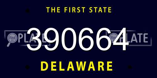 390664 Delaware License Plate