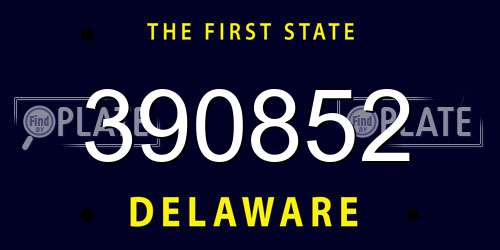 390852 Delaware License Plate