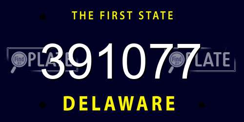 391077 Delaware License Plate