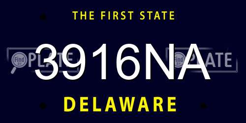 3916NA Delaware License Plate
