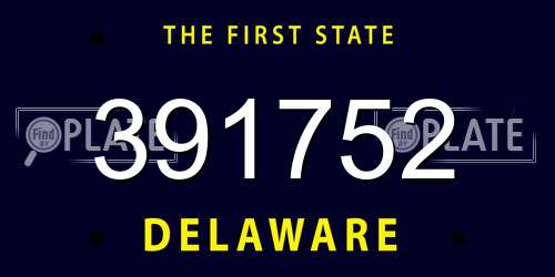 391752 Delaware License Plate