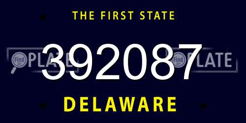 392087 Delaware License Plate