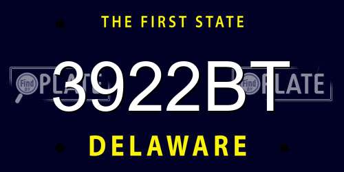 3922BT Delaware License Plate