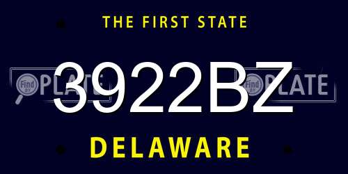 3922BZ Delaware License Plate