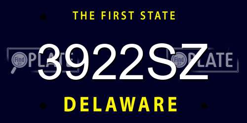 3922SZ Delaware License Plate