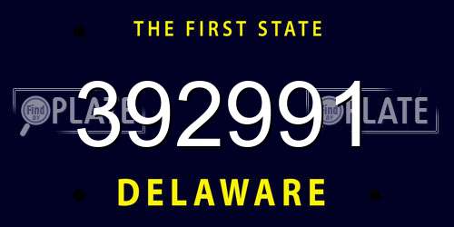392991 Delaware License Plate