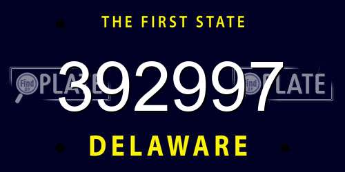 392997 Delaware License Plate
