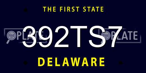 392TS7 Delaware License Plate