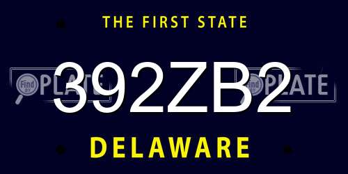 392ZB2 Delaware License Plate
