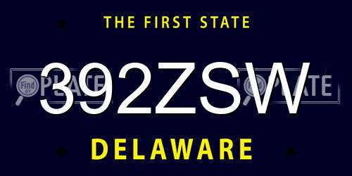 392ZSW Delaware License Plate