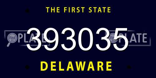 393035 Delaware License Plate