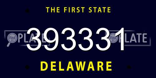 393331 Delaware License Plate