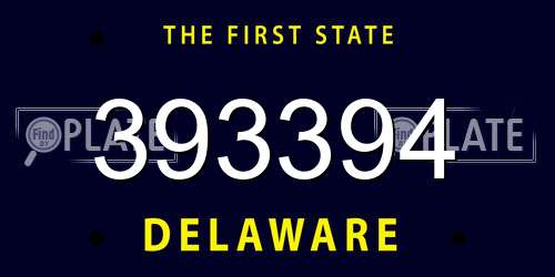 393394 Delaware License Plate