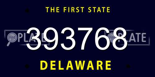 393768 Delaware License Plate