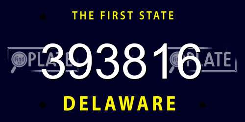 393816 Delaware License Plate