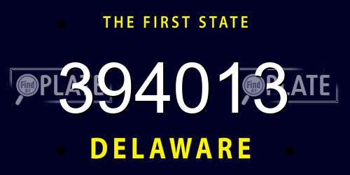 394013 Delaware License Plate