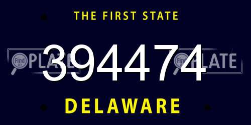 394474 Delaware License Plate