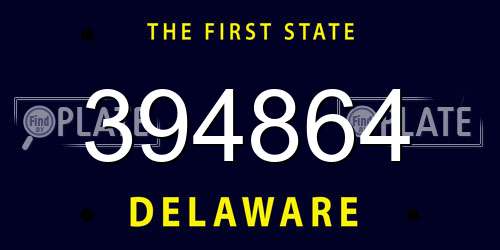 394864 Delaware License Plate