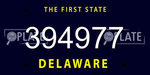 394977 Delaware License Plate