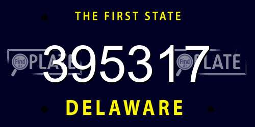395317 Delaware License Plate