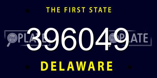 396049 Delaware License Plate