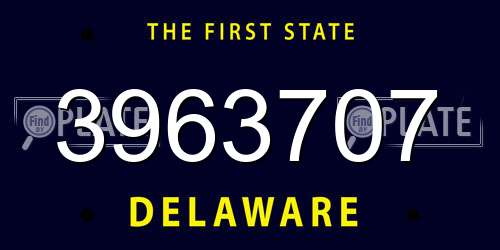 3963707 Delaware License Plate