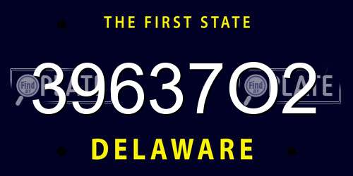 39637O2 Delaware License Plate