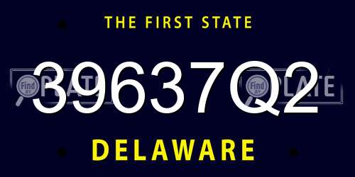 39637Q2 Delaware License Plate