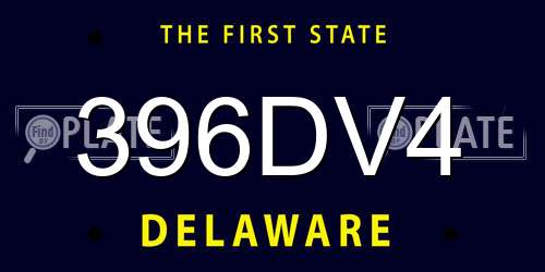 396DV4 Delaware License Plate
